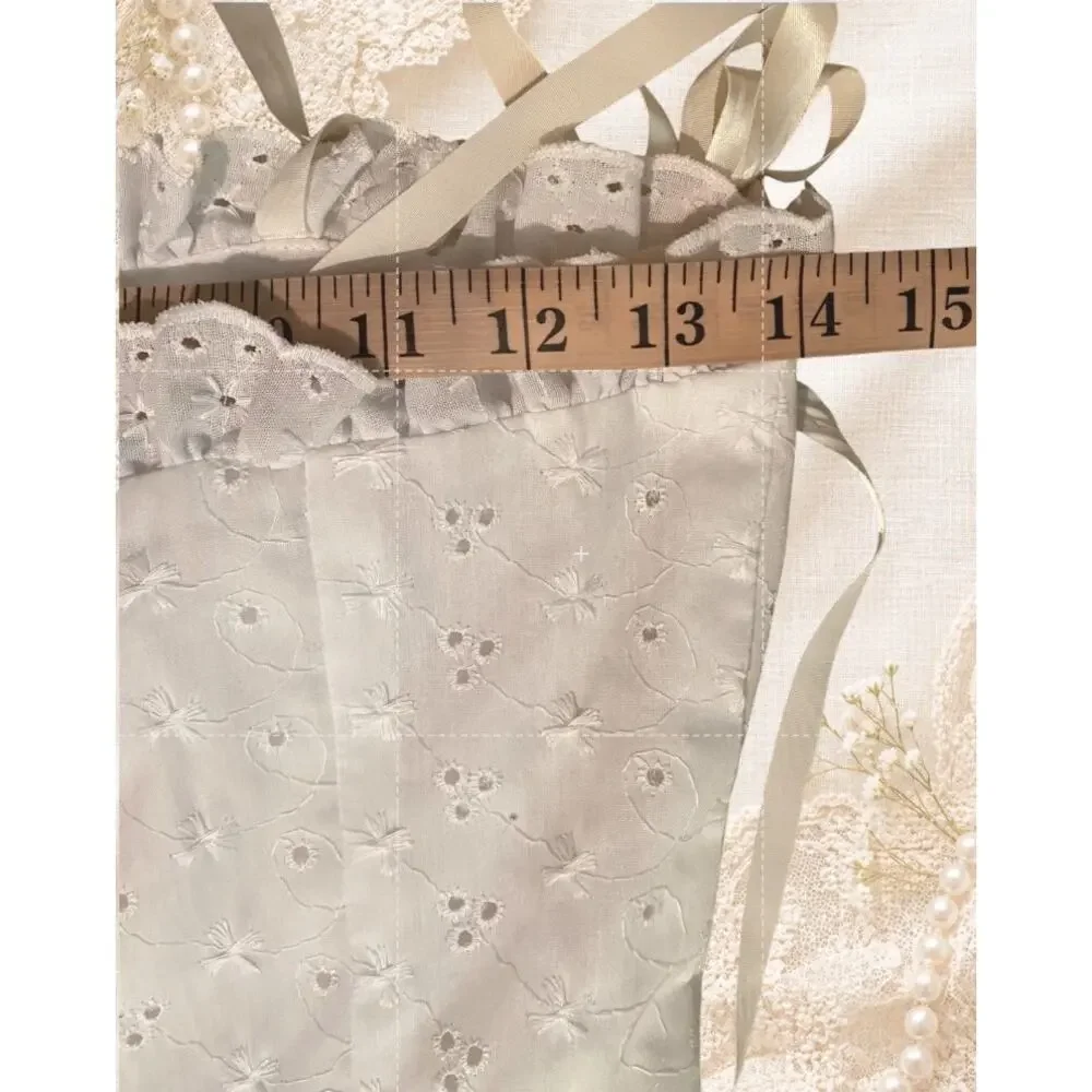 Vintage Victoria Vaughn White Eyelet Prairie Maxi Dress Cottage Bridal 7 USA - Picture 9 of 14